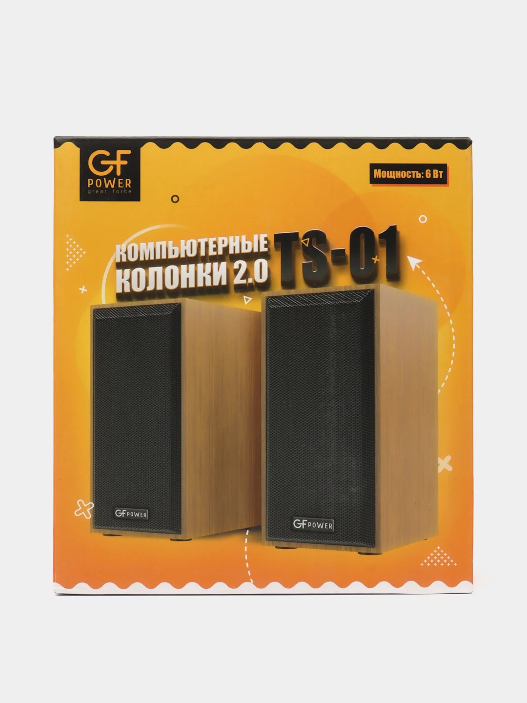 Желтый колонки для компьютера GFPoWeR TS-01, 2.0, 6Вт, питание от USB