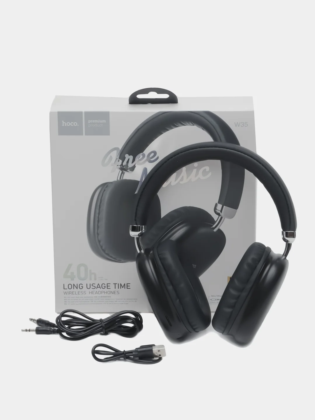 Черный беспроводные накладные наушники Hoco W35 Wireless Headphones, полноразмерные