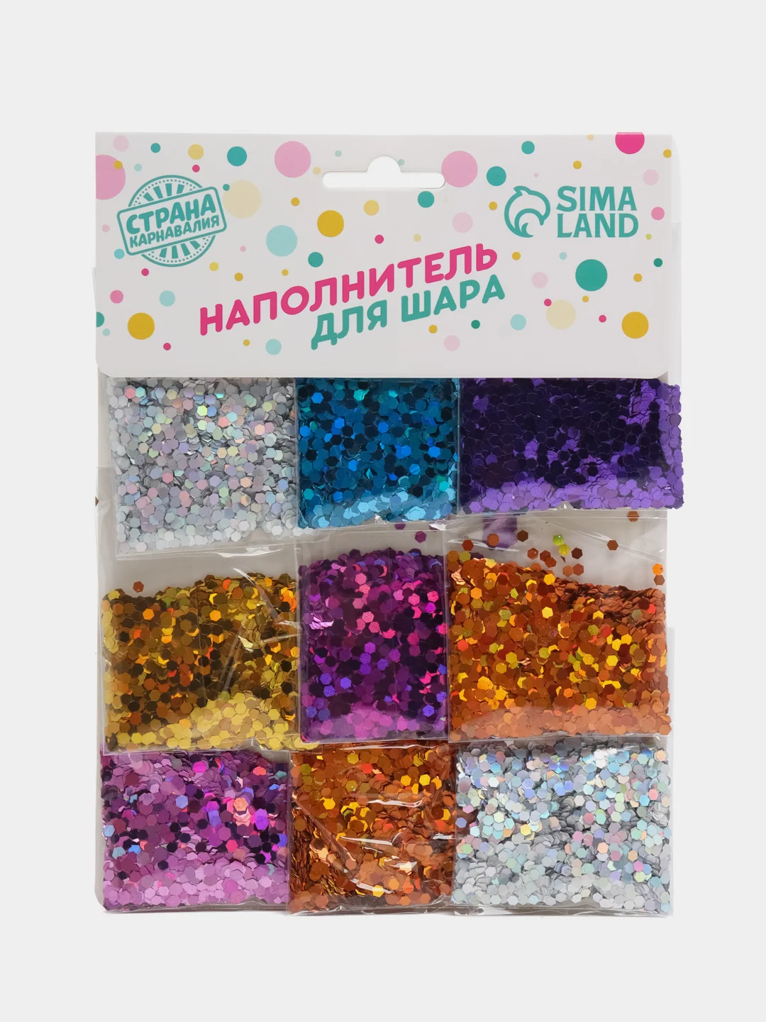 Синий наполнитель для шара "Шестиугольник", разные цвета
