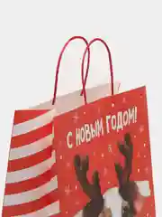 Алый пакет новогодний, подарочный, 38 х 28 х 15 см