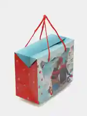 Голубой пакет-коробка подарочная, новогодняя "С Новым годом!", 2 размера