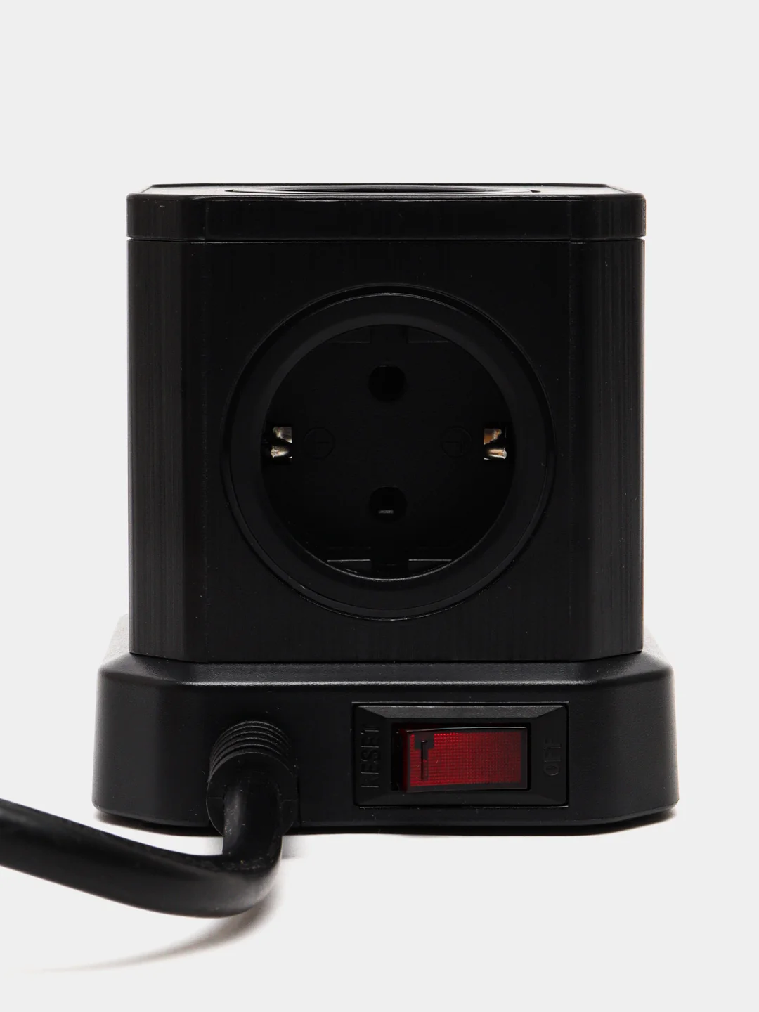 Черный сетевой фильтр, удлинитель, 5 розеток и 4 USB, быстрая зарядка, кабель 2м