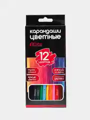 Карандаши "Альфа", трёхгранные, 2М, 12 цветов