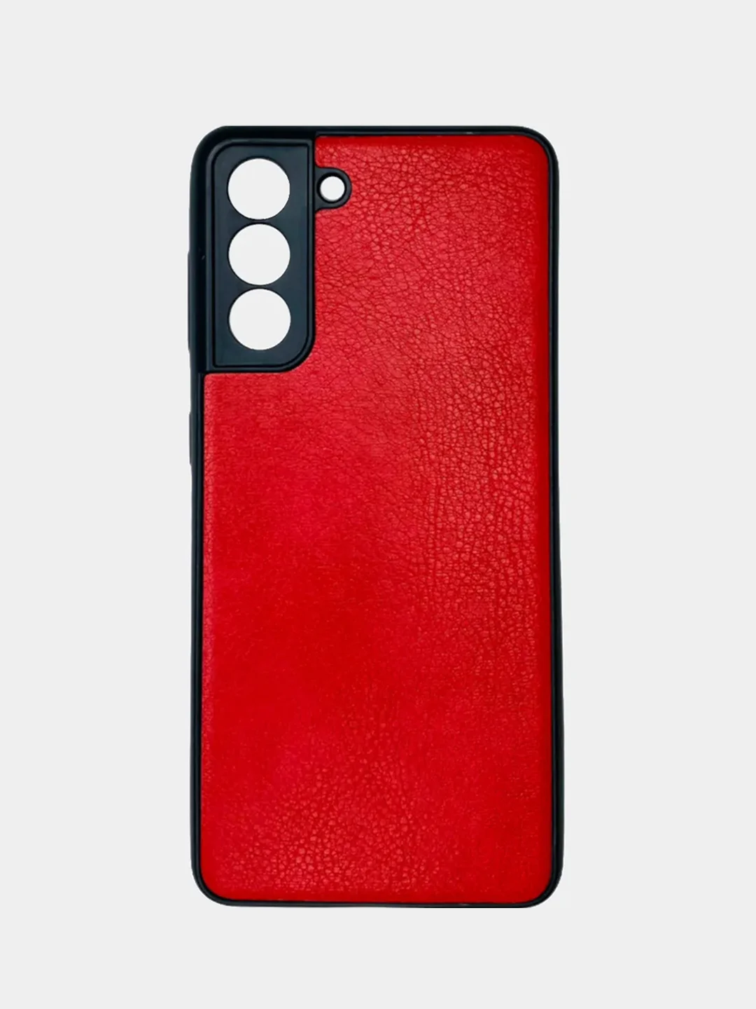 Красный чехол Samsung Galaxy S21, Самсунг Галакси С21 силиконовый, иммитация кожи