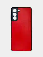 Красный чехол Samsung Galaxy S21, Самсунг Галакси С21 силиконовый, иммитация кожи