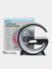 Серый умная RGB лампа с беспроводной зарядкой, ночник, колонка, часы