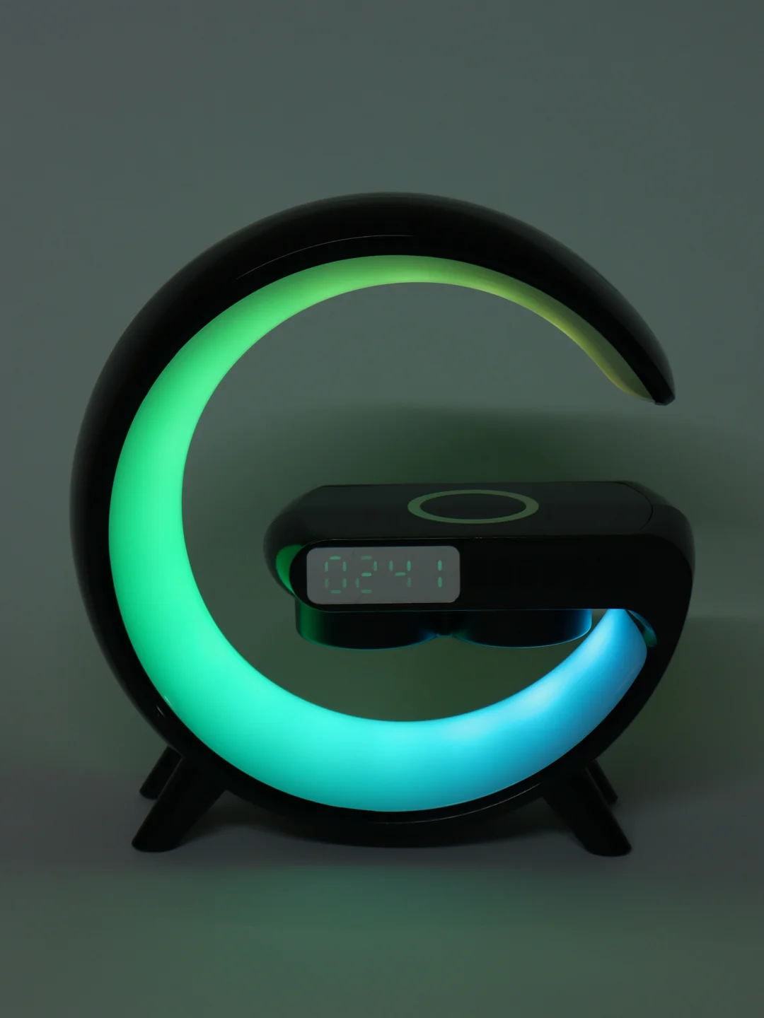 Серый умная RGB лампа с беспроводной зарядкой, ночник, колонка, часы