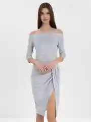 Серебряный женское вечернее платье