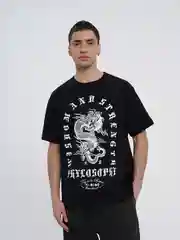 Черный футболка ТВОЕ хлопковая с символом нового года дракона
