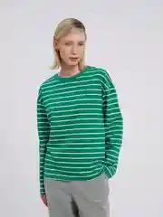 Зеленый лонгслив ТВОЕ полосатый из хлопка