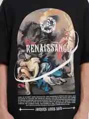 Черный футболка ТВОЕ оверсайз из хлопка с принтом renaissance