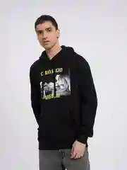 Черный худи ТВОЕ утепленное с принтом