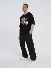Черный свитшот ТВОЕ оверсайз с двойными рукавами