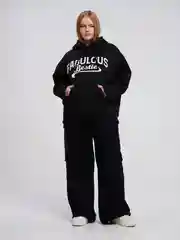 Черный худи ТВОЕ утепленное plus size с надписью