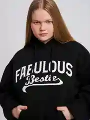 Черный худи ТВОЕ утепленное plus size с надписью