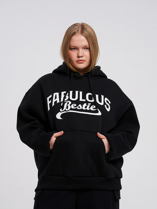 Худи ТВОЕ утепленное plus size с надписью