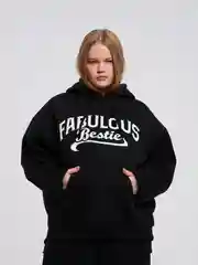 Черный худи ТВОЕ утепленное plus size с надписью