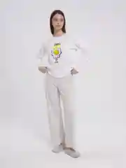 Белый пижама ТВОЕ домашняя женская с лонгсливом и шортами из хлопка