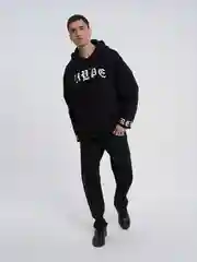 Черный худи ТВОЕ утепленное оверсайз с надписью hype
