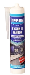 КРАСС герметик для кухни и ванны, силиконовый, цвет белый, 300 мл