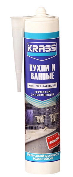 КРАСС герметик для кухни и ванны, силиконовый, цвет белый, 300 мл