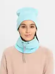 Бирюзовый шапка и снуд, женский теплый комплект