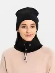 Черный шапка и снуд, женский теплый комплект