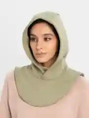 Салатовый капор с начёсом, капюшон с воротником