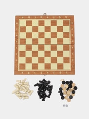 Настольные игры 3 в 1: шашки, шахматы, нарды, 25 х 25 см, дерево