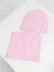 Розовый шапка и снуд, женский теплый комплект