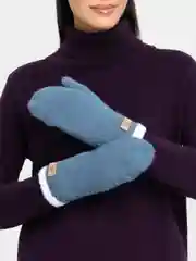 Синий варежки женские зимние теплые, вязаные, с подкладом, HENU FASHION UGC
