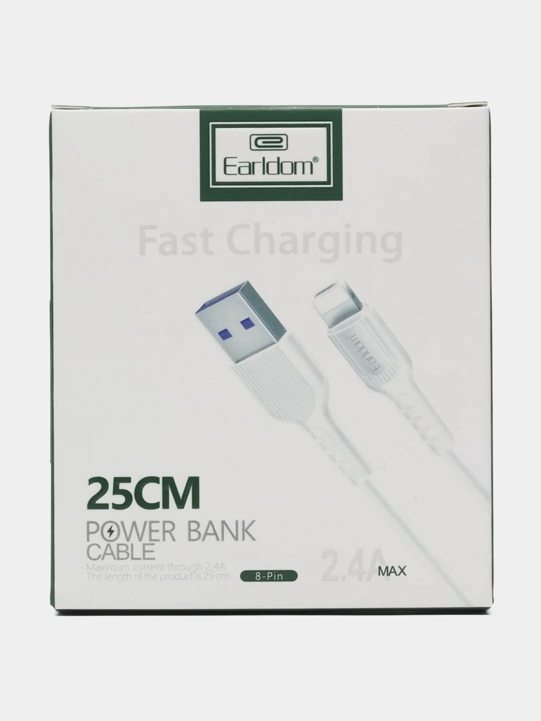 Белый кабель USB micro, Lightning, 25 см, 2,4А с быстрой зарядкой, EC-085M Earldom