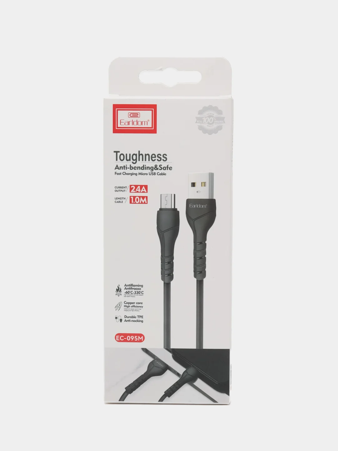 Белый кабель USB-micro, Lightning, 100 см, 2,4А, с быстрой зарядкой, EC-095 Earldom