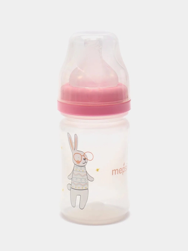 Бутылочка для кормления с силиконовой соской MEPSI, 150 мл, 0+, "Bunny" 0223
