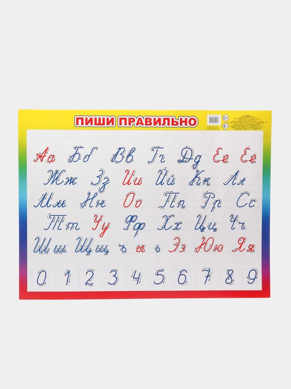 Плакат Математика, Русский язык, Письмо, буквы, звуки, части речи, фонетика, числа, знаки