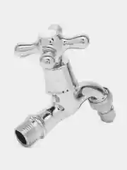 Кран водоразборный, короткий излив, вентильный, со штуцером, 1/2"