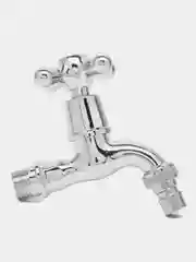 Кран водоразборный, короткий излив, вентильный, со штуцером, 1/2"