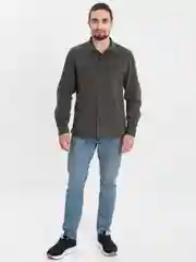 Приглушённый хаки рубашка стрейчевая