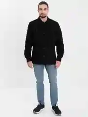 Синий меланж рубашка стрейчевая