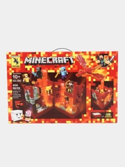 Конструктор Minecraft (Майнкрафт) "Сражение за Огненную крепость из лавы", с подсветкой, 856 деталей