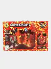 Красный конструктор Minecraft (Майнкрафт) "Сражение за Огненную крепость из лавы", с подсветкой, 856 деталей