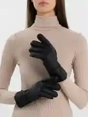 Черный перчатки женские из овчины, дубленчатая кожа