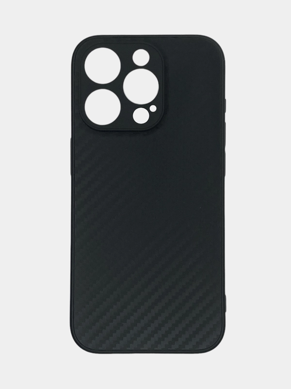 Чехол для iPhone (Айфон) 15 / 15 Pro / 15 Pro Max, силиконовый, под карбон