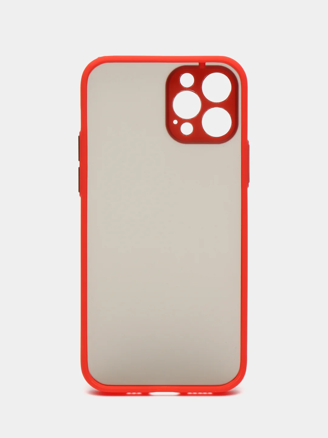 Красный чехол на iPhone 12 Pro / Айфон 12 Про, пластиковый, матовый, с цветными кнопками