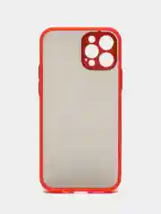 Красный чехол на iPhone 12 Pro / Айфон 12 Про, пластиковый, матовый, с цветными кнопками