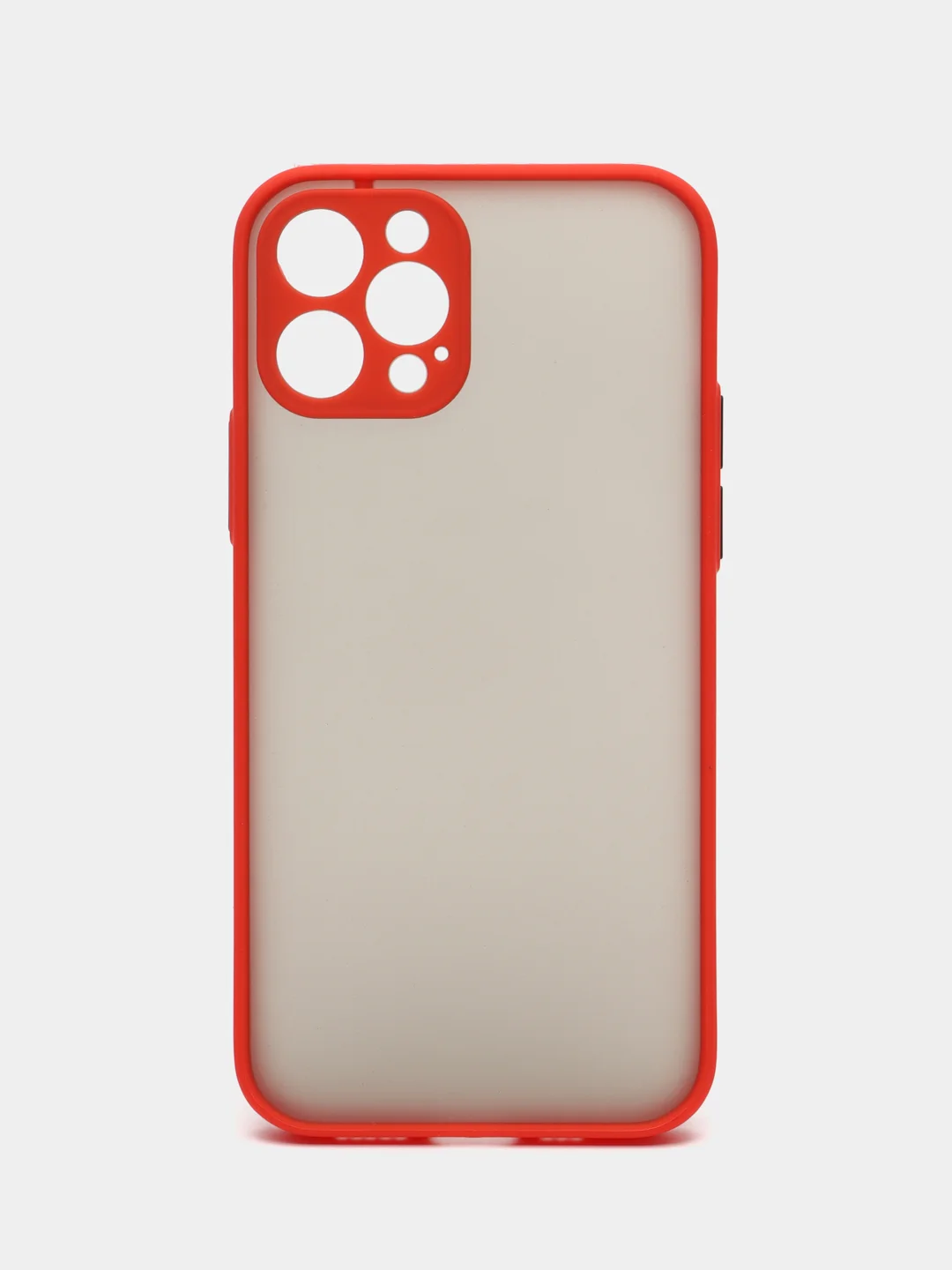 Красный чехол на iPhone 12 Pro / Айфон 12 Про, пластиковый, матовый, с цветными кнопками