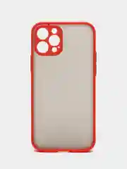 Красный чехол на iPhone 12 Pro / Айфон 12 Про, пластиковый, матовый, с цветными кнопками