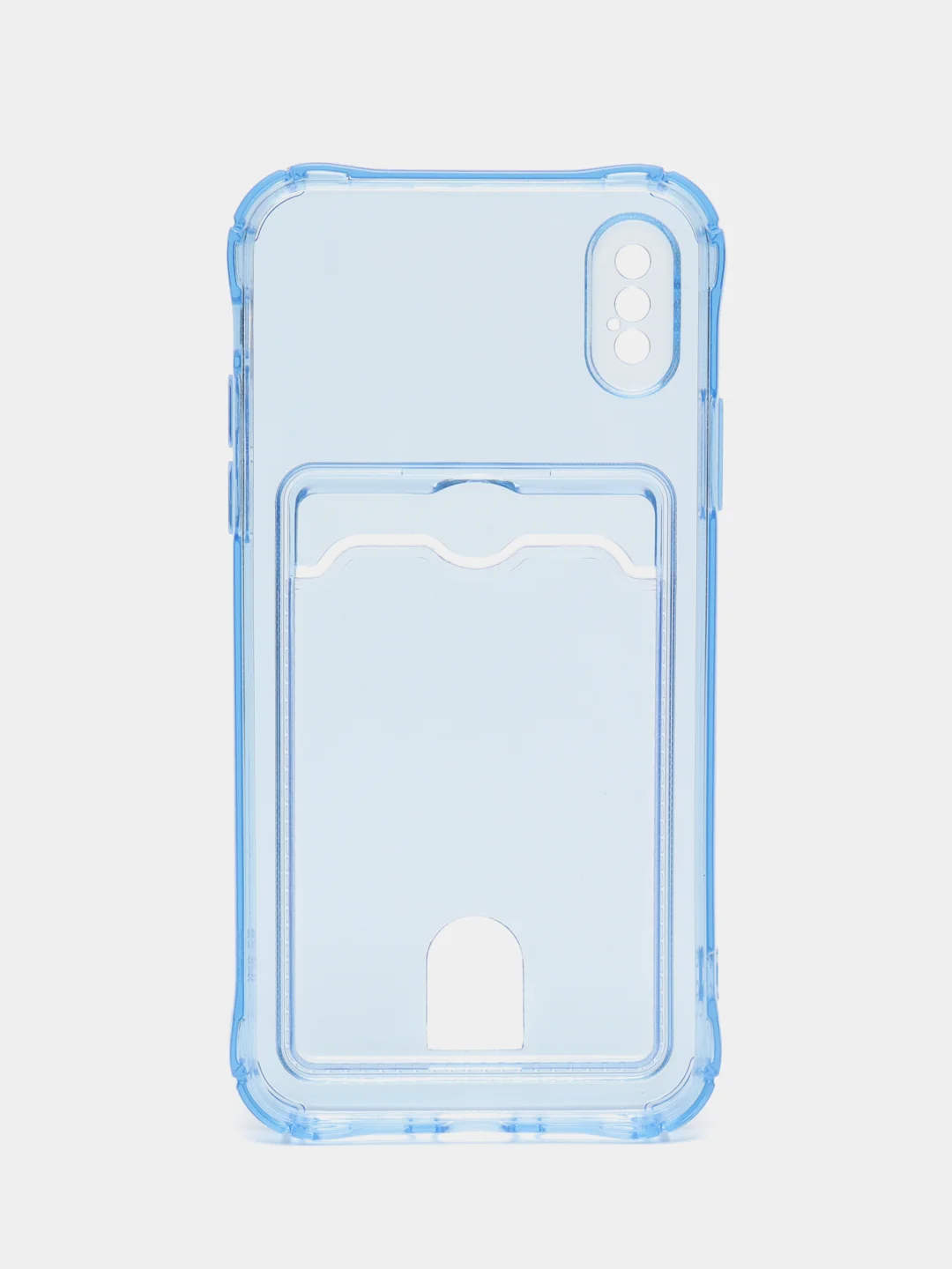 Голубой чехол для iPhone 7/8/SE 2020/X/XS/XR/12/13/14/15 Pro Max, прозрачный, с карманом для карты