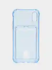 Голубой чехол для iPhone 7/8/SE 2020/X/XS/XR/12/13/14/15 Pro Max, прозрачный, с карманом для карты
