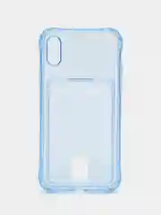Голубой чехол для iPhone 7/8/SE 2020/X/XS/XR/12/13/14/15 Pro Max, прозрачный, с карманом для карты